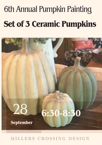 6th Annual Ceramic Pumpkin Workshop Thursday September 28th more pumpkins available in smaller set