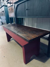 Load image into Gallery viewer, Vintage Rustic Burgundy Bench