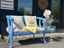 Load image into Gallery viewer, Hand Painted Periwinkle Vintage Spring Settee
