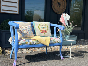 Hand Painted Periwinkle Vintage Spring Settee
