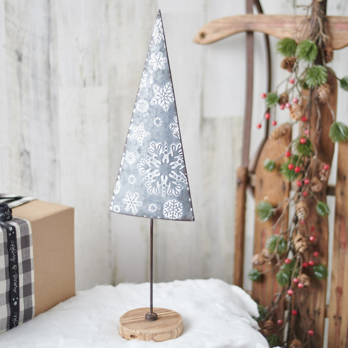 Holiday Decor Metal Tree with Snowflake Design