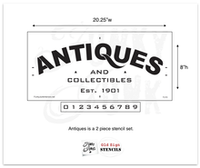 Load image into Gallery viewer, Antiques Sign Stencil By Funky Junk Old Sign Stencils