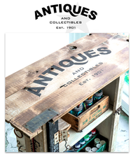 Load image into Gallery viewer, Antiques Sign Stencil By Funky Junk Old Sign Stencils