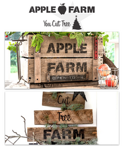 Stencil Apple Farm and You Cut Tree Farm by Funky Junk Old Sign Stencils