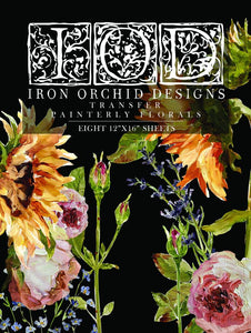  Iron Orchid Designs Transfer Set Painterly Floral Decor 
