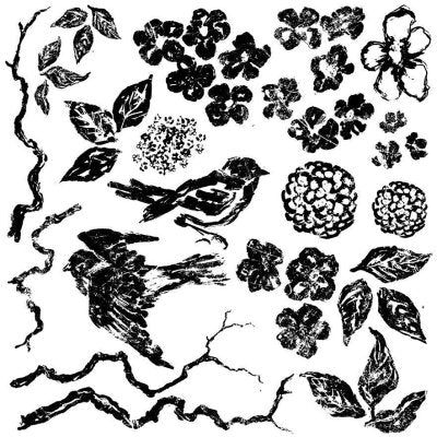  Iron Orchid Designs Stamp Birds Branches and Blossoms 