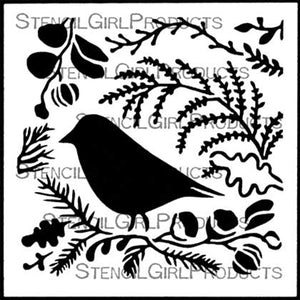 Woodland Blackbird Stencil