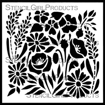Small Garden Flowers Tile Stencil 