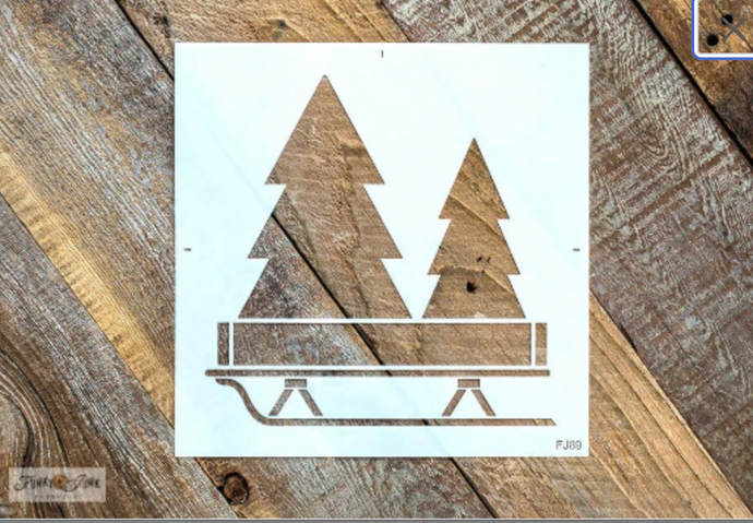Stencil Christmas Tree in Sleigh by Funky Junk Interiors