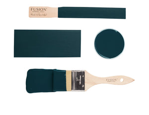 Fusion Mineral Paint  Chestler New Release.  A complicated blue green that is boasting with depth and intention. This shade will make you stop and dive into its abyss of colour.