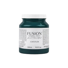 Load image into Gallery viewer, Fusion Mineral Paint  Chestler New Release.  A complicated blue green that is boasting with depth and intention. This shade will make you stop and dive into its abyss of colour.