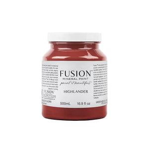 Fusion Mineral Paint Highlander New Release. A deep, powerful scarlet red inspired by our family’s tartan worn through the low and highlands of Scotland. This shade is as timeless as Scotland herself.