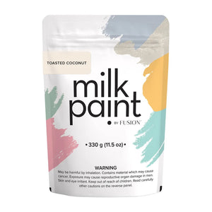 Fusion Milk Paint in Toasted Coconut. A Milk Paint finish is incredibly unique and versatile – no need to worry about primers as it can be used on any porous surface, binding directly to ensure no chipping or peeling in the future!