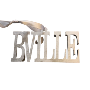 Bville Silver Wood Ornament Sold At Miller's Crossing Design, Baldwinsville, NY