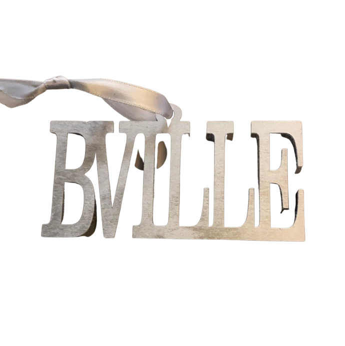 Bville Silver Wood Ornament Sold At Miller's Crossing Design, Baldwinsville, NY