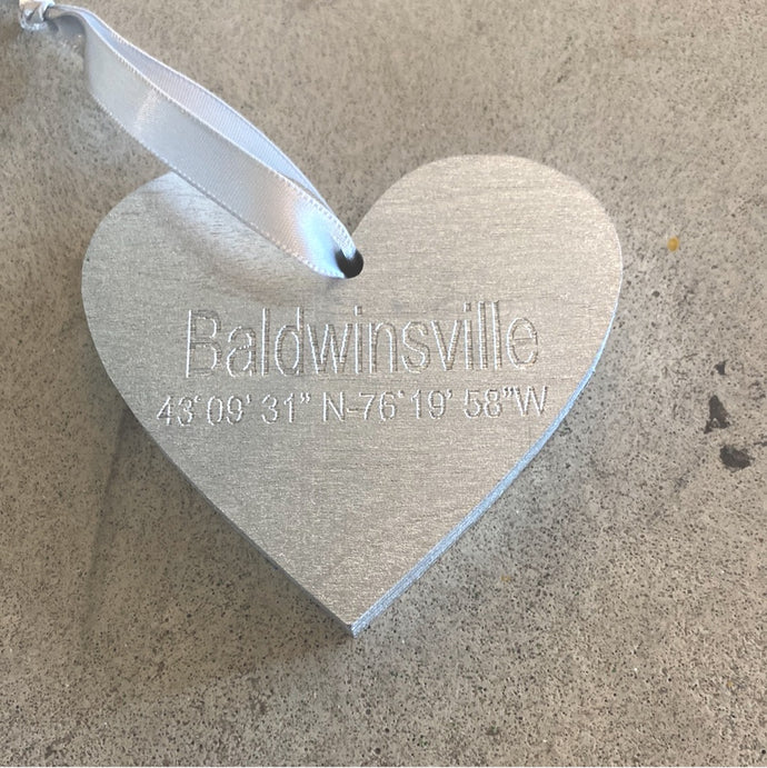  Ornament Baldwinsville GPS Heart shaped