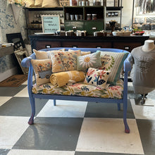 Load image into Gallery viewer, Hand Painted Periwinkle Vintage Spring Settee