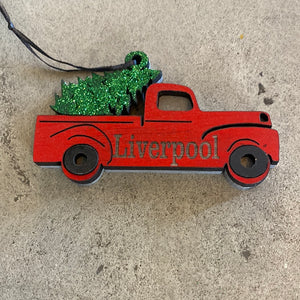 Ornament Liverpool Red Truck with Tree 