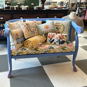 Hand Painted Periwinkle Vintage Spring Settee